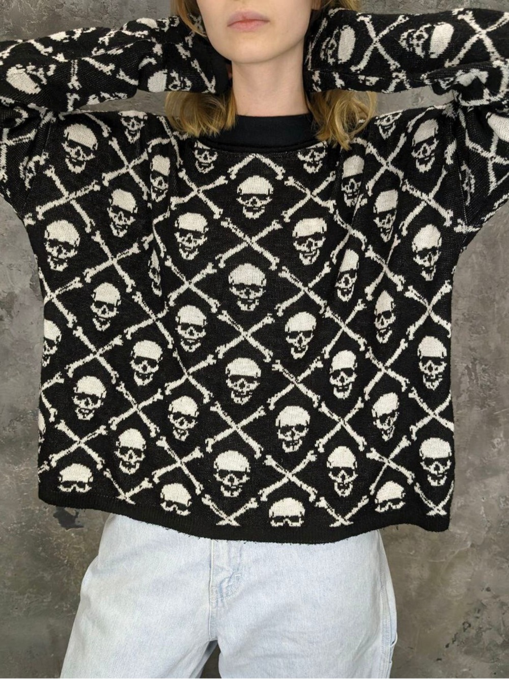 Denim & Supply by Ralph Lauren Knitted Skull And Crossbones Pattern Sweater - Picture 13 of 14